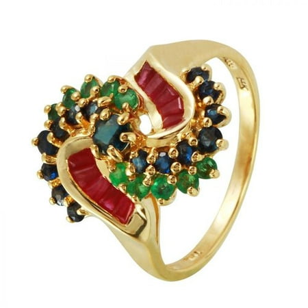 Foreli 1.54CTW Emerald And Sapphire 14K Yellow Gold Ring