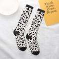 thumbnail image 5 of Knee High Socks for Women Men Athletic - black white graphics Thigh-High Black Sole Comfort Breathable Long Socks for Casual Travel Running, 5 of 7