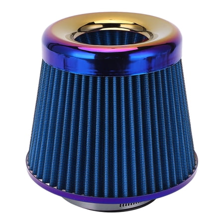 Falleo Clearance Car Intake Air Filter 3in/76mm High Performance Washable Reusable Cone Universal AccessoryBlue