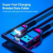 5A Super Fast Charge Braided Alloy LED Front Light Data Cable Suitable For TYPE C Charging Cable