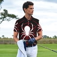 thumbnail image 3 of Rateoe Spider On The Web Pattern Men's Short Sleeve Polo Shirts, Golf Polo Shirts Short Sleeve Performance Moisture Wicking Dry-Medium, 3 of 6