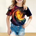 thumbnail image 2 of Gaexia Girls Short Sleeve Shirts 10-12 Crewneck Tunic Tee Tops Pull-On Back To School Tops for Teens Festival Girl Clothes Outifit Black 120, 2 of 4
