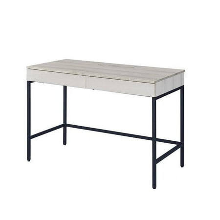 42 in. Writing Desk with Two Drawers Natural & Black