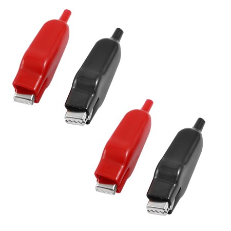 

Unique Bargains 3.14 Alligator Clips Clamps Plastic Cover Metal Red Balck 4pcs