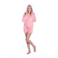 thumbnail image 1 of Pink Plush Hoodie Jacket with Shorts & Matching Pants Womens Loungewear Pajamas, 1 of 4