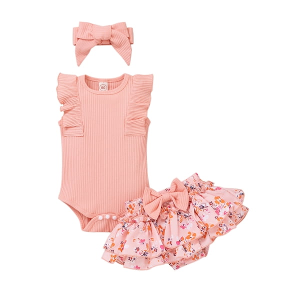 Toddler Girls Cute Flower Summer Outfits Set - Short Sleeve T-Shirt and Pants for Gift Summer Outfits Girls' Clothing Set Girls Summer Set 6-6 Months,6 Months