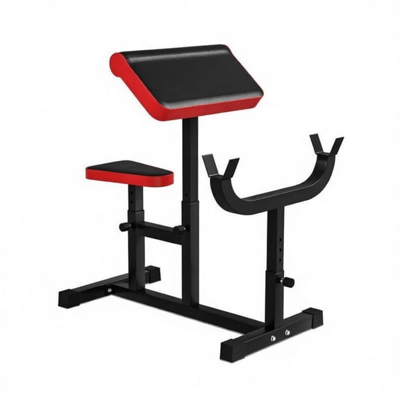 POWER GUIDANCE Adjustable Preacher Curl Bench, Heavy Duty Barbell Curl Rack with Multi-Height Seat & Arm Support, Max 265 LBS Capacity Bicep Training Station for Home Gym Strength Workout