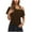 Brown-04, variant on Women Criss-Cross One Shoulder Tops Sexy Cold Shoulder Shirts Casual Short Sleeve Tees Summer Vacation Blouses