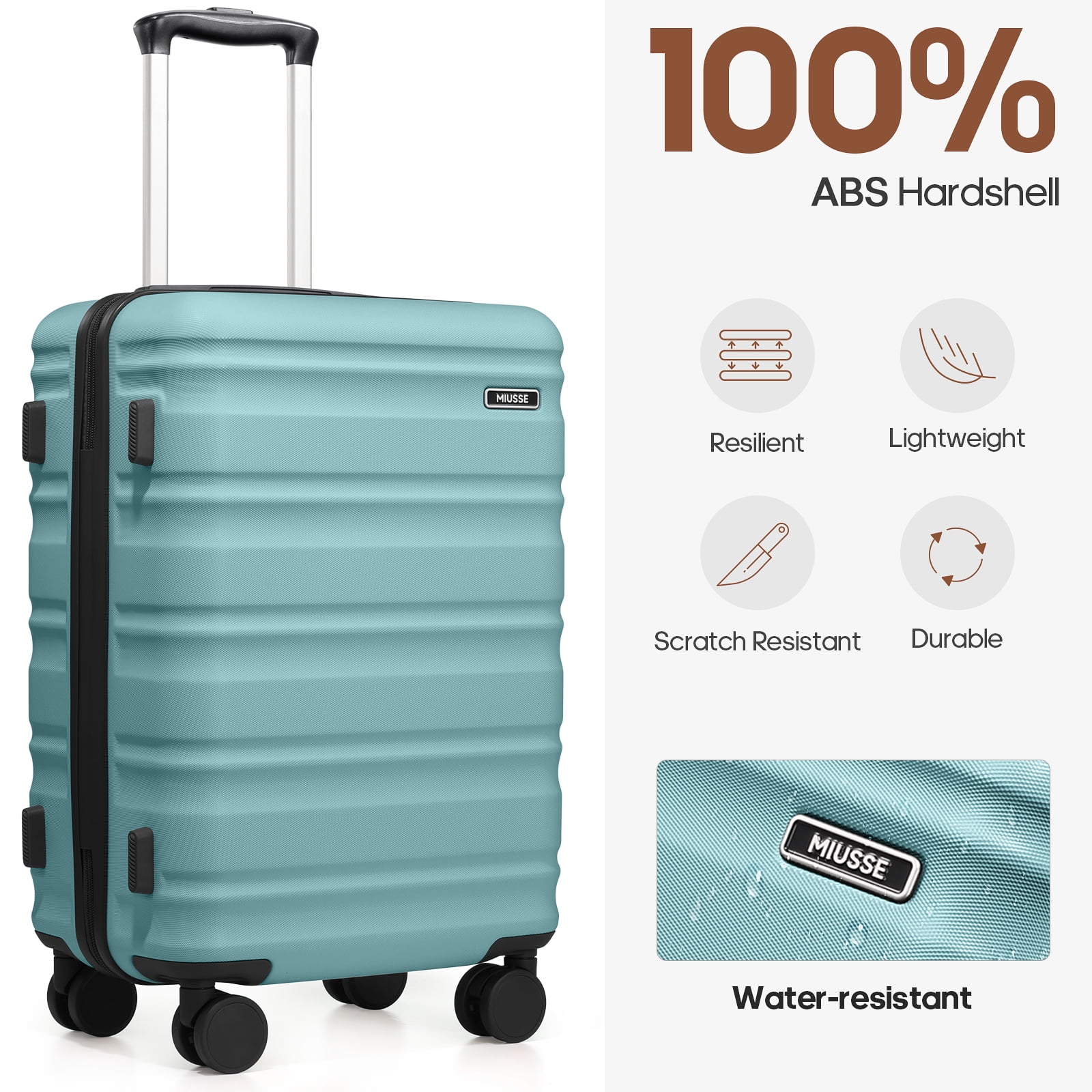 MIUSSE Hard Shell Luggage Sets, 3 Piece Luggage Set, 20/24/28 IN Carry On Luggage with TSA Lock Spinner Wheels, Hard Shell Suitcases Women Men