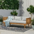 thumbnail image 3 of Outdoor Patio Couch, 3 Seater Solid Wood Patio Sofa with Water Resistant Cushion, Outdoor Sofa Furniture for Garden, Backyard, Porch, Light Grey, 3 of 7