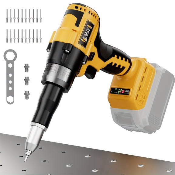 Pop Rivet Gun For 20V Battery, Cordless Rivet Tool With 3 Size (1/8", 5/32", 3/16") Aluminum Rivets, Brushless Motor Rivet Gun Kit Nose Piece（NO  Battery）