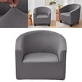 thumbnail image 5 of Solid Color Stretch Sofa Slipcover Loveseat Cushion with Arms and Seat Chair Covers Armchair Slipcovers for Bedroom Living Room Dark Gray, 5 of 10