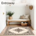 thumbnail image 3 of ODIKA 3'x5' Machine Washable Non-Slip Area Rug, Paisley Medallion Ornate Vintage Scrollwork High Traffic Rug, Beige, 562306, 3 of 7
