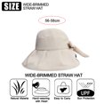 thumbnail image 2 of Sombrero de pescador con circunferencia de 55-60cm, sombrero protector solar para mujer, color sólido, ala grande, sombrero de pescador anti-ultravioleta, sombrero de sol de verano con lazo, 2 of 5