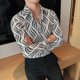 thumbnail image 4 of Camisa y blusa a rayas para hombre, ropa de hip hop con estampado floral de manga larga, top masculino con bolsillo, cuello vintage, algodón, genial, 4 of 5