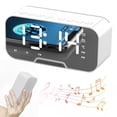 thumbnail image 4 of Espejo Altavoz Bluetooth inalámbrico Radio FM Altavoz con tarjeta enchufable Regalo innovador Reloj despertador Altavoz para estudiantes Blanco, 4 of 12
