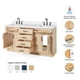 thumbnail image 3 of Ariel Hepburn 67 Inch Double Rectangular Sink Bathroom Vanity With Pure White Quartz Countertop 1.5 Inch Edge In Oak, 3 of 10