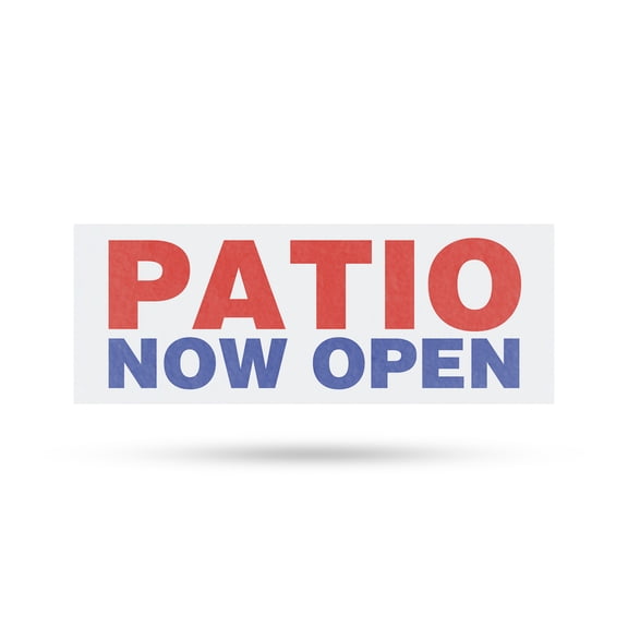 Patio Now Open Vinyl Decal 36 Inch x 14 Inch Weatherproof Heavy-Duty Adhesive Backing | Restaurant Promotions, Outdoor Dining, Clear Messaging | Made in USA