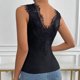 thumbnail image 4 of Blusa sin mangas con cuello en V de encaje sólido con cuello en V de verano de moda sexy informal para mujer Pompotops  lopia988297, 4 of 9