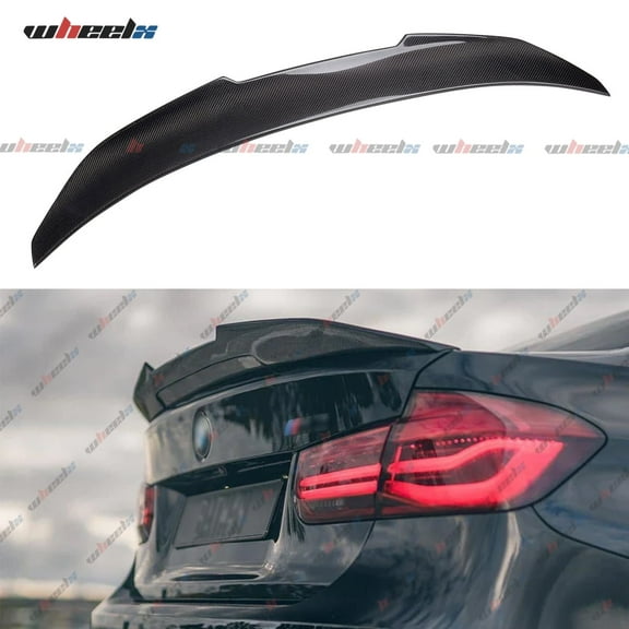 Real Carbon Fiber Rear Spoiler Compatible with 2012-2018 BMW F30 3 Series & 2014-2019 F80 M3 Sedan 4-Door, PSM Style Duckbill, Trunk Exterior High Kick Tail Deck Lid Wing Lip Splitter