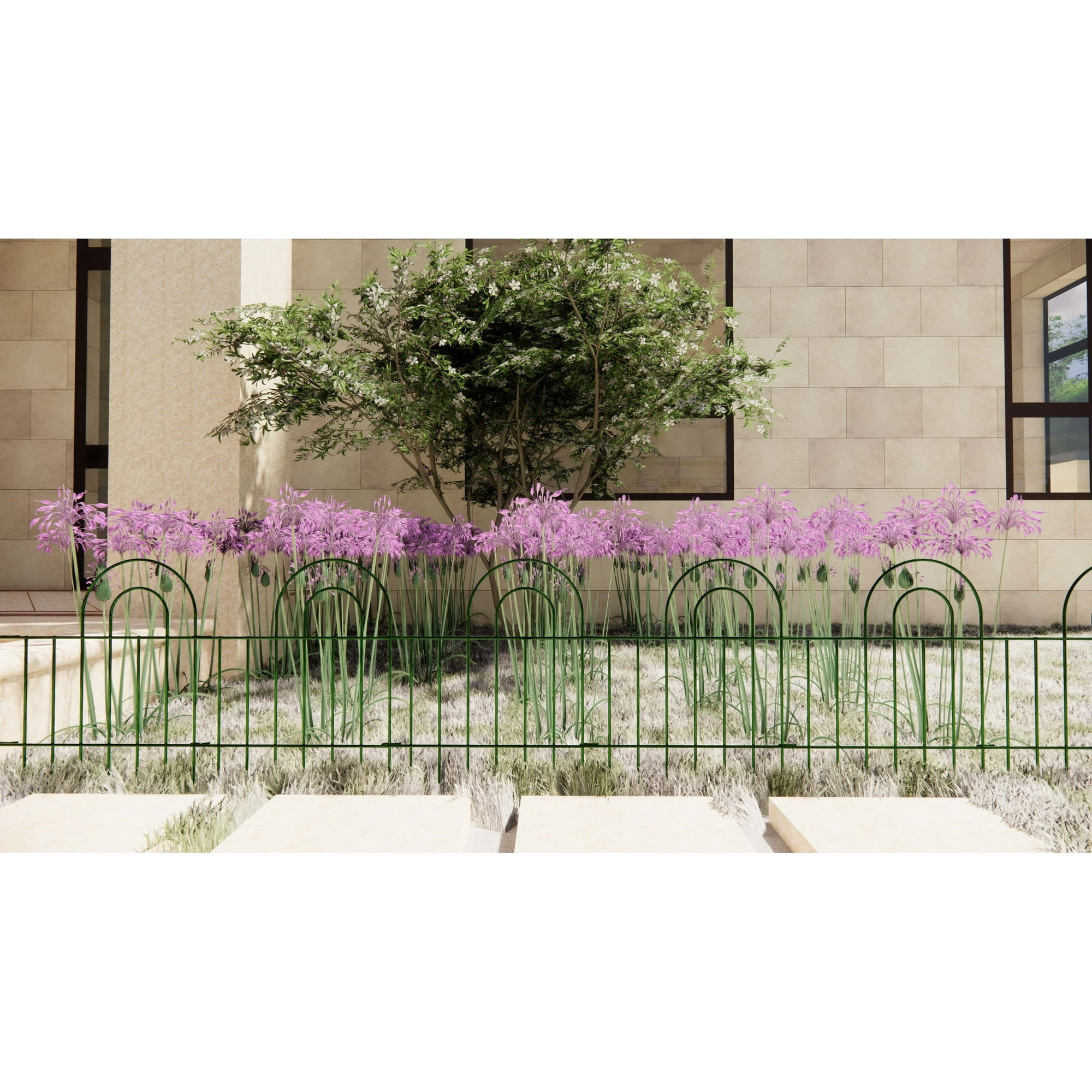 Holaki 14 Panels Decorative Outdoor Garden Fence 24in(H) X 20.4ft(L) Animal Barrier Fencing Galvanized Rustproof Metal Landscape Wire Fencing Patio Fences Moveable Flower Bed Border Dark Green