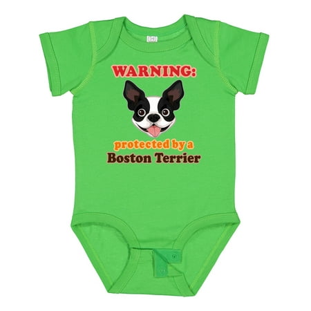 

Inktastic Boston Terrier Dog Protected by Gift Baby Boy or Baby Girl Bodysuit