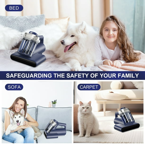 Teant Mattress Vacuum Bed Vacuum Cleaner with 253.7nm UV-C Light, Hyper Helix Motor with 16Kpa Strong Suction & 33000 RPM/Min Tapping, HEPA Filter,149℉ Heat & Ultrasonic & Anion for Bed and Pet