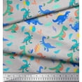 thumbnail image 2 of Soimoi Gray polyester Crepe Fabric Balloon & Dinosaur Kids Fabric Prints By Yard 52 Inch Wide, 2 of 3
