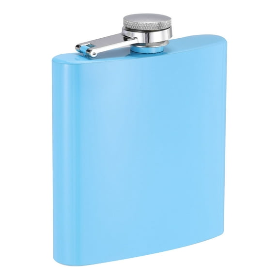 Uxcell 6oz 170ml Stainless Steel Hip Flask for Camping Hiking Outdoor Activity, Light Blue