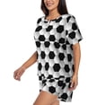 thumbnail image 3 of Womens Pajama Sets With Pocket, Soccer football black white print Lounge Sets Short Sleeve Sleepwear PJ Sets for Women, 3 of 6