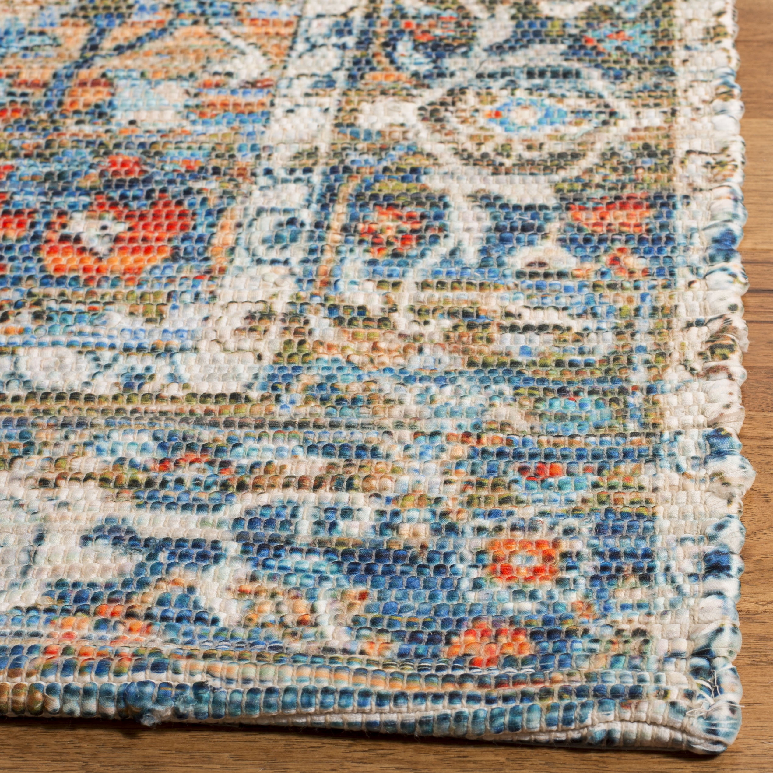 SAFAVIEH Saffron Coty Geometric Cotton Area Rug, Grey/Blue, 8' x 10'
