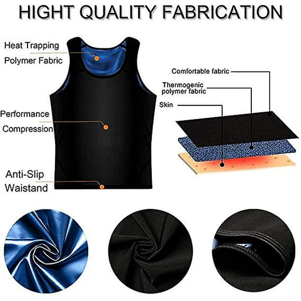 Sweat Sauna Vest For Men Heat Trapping Polymer Vest Sauna Suit Workout Tank  Top Pullover Waist Trainer Shirt Body-BlueS-Quantity