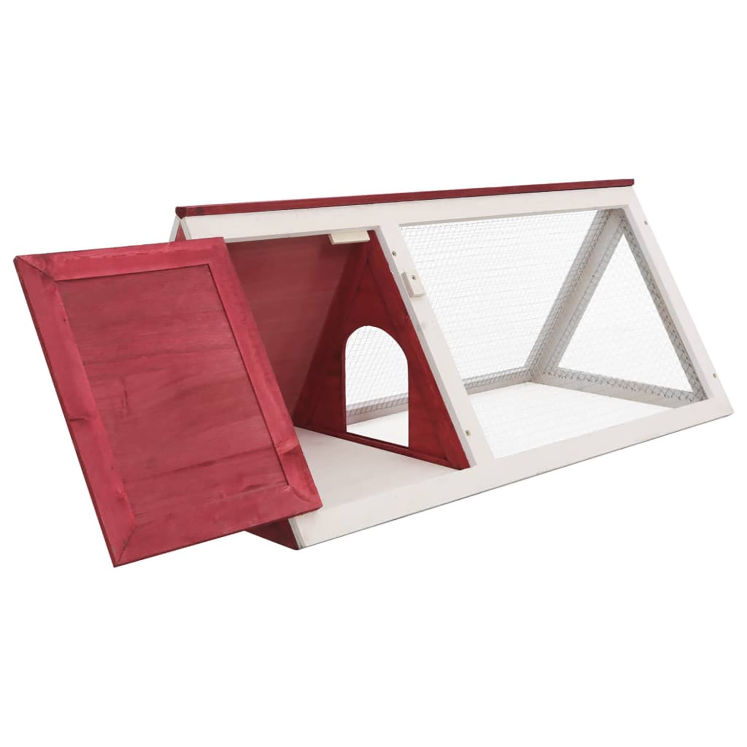 Pefilos 38" Outdoor Rabbit Hutch with Cozy Cubby, Wood Guinea Pig Hutch 1 Layer Small Animal House Pet Cage, Red Pefilos 38" Outdoor Rabbit Hutch with Cozy Cubby, Wood Guinea Pig Hutch 1 Layer Small Animal House Pet Cage, Red