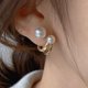 thumbnail image 2 of Pendientes de doble lazo de perlas Nueva delicada y versátil Pendientes de plata 925 pin, 2 of 6