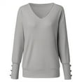 thumbnail image 3 of Lroplie Womens Shirt V-Neck Long Sleeve Workout Tops for Women Fashion Bow Collar Solid Buttons Sleeve Knitted Sweater Warm Top Blouse Gray 2023 M, 3 of 8