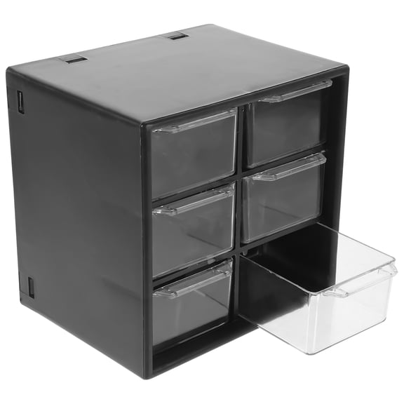 GAXIRE Black Multi Drawer Desk Organizer Six-Compartment Storage Box