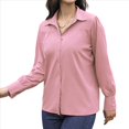 thumbnail image 2 of Blusa Elegante de Larga para Mujer, Estilo Informal, con Cuello Abotonado y Plisada Al Frente. Rosa M, 2 of 7