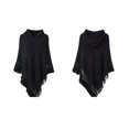 thumbnail image 3 of Women Winter Knit Hooded Poncho Cape Crochet Fringed Tassel Shawl Wrap Sweater, 3 of 20