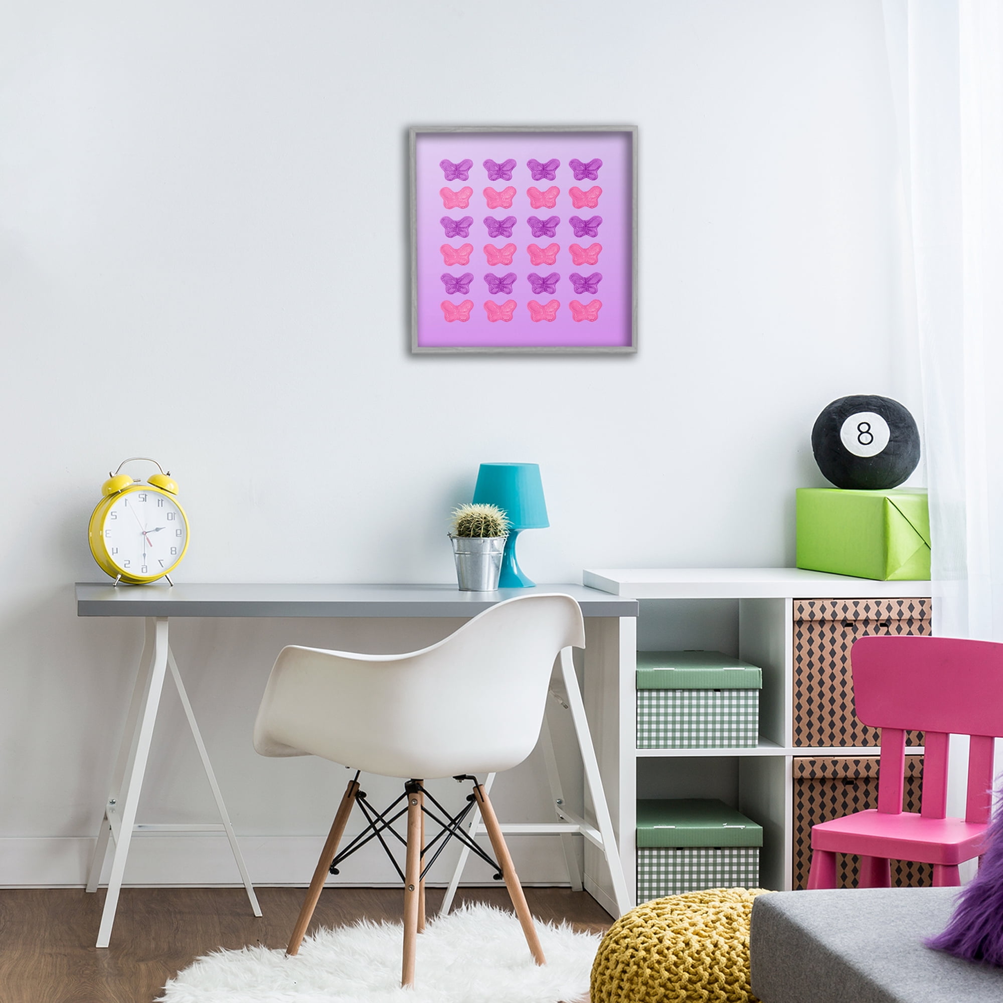 Stupell Industries Purple & Pink Butterfly Candies Gray Framed Giclee Art, design by LISH Creative