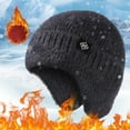 thumbnail image 2 of HOWPAY Winter Hats for Women Men Windproof Stretchy Solid Color Knitted Slouchy Beanie with Earflaps Baggy Cozy Soft Ski Stocking Unisex Cap for Cold Weather, 2 of 4