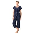 thumbnail image 3 of Aria Women's Short Sleeve 100% Cotton Cropped Pajama Set with Pockets, Sizes S-3X, 3 of 7