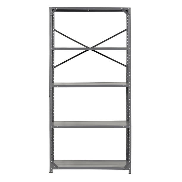 Edsal 36"W x 16"D x 72"H 5Shelf Steel Shelving, Grey