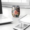 thumbnail image 3 of 12oz Stemless Wine Tumblers Pioneer Flower Floral Print Pattern Vacuum Insulated Stainless Steel Travel Tumbler Cups Mug with Lid and Straw for Champaign,Cocktail,Beer with Cleaning Brush, 3 of 5