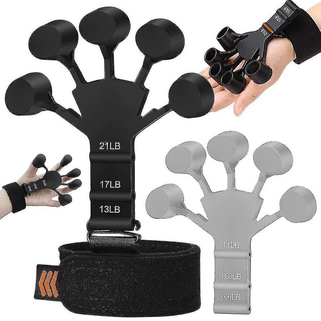 Mejor oferta-descuento del 25% - Gripster Grip Strengthener Finger Stretcher Hand Grip Trainer Fitness Train Silicona Negro, Gris Fiis Fiis