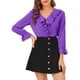 thumbnail image 1 of BLUSA CON VOLANTES PARA MUJER INSPIRE CHIC, ELEGANTE CUELLO EN V, MANGA LARGA, TALLA XS, PÚRPURA OSCURO, 1 of 8
