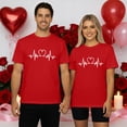 thumbnail image 2 of KHONTS Couple Valentine's Day T Shirts Men and Women Crew Neck Short Sleeve Tops Heart Printed Sweat Tees Women-Red M, 2 of 4