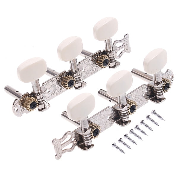 Silver Guitar Tuning Pegs 6 Pcs 6L Sealed Chrome Tuners Machine Heads Knobs for Acoustic or Electric Musician Instrument Parts Accessories Guitar String Tuning Peg Replacement