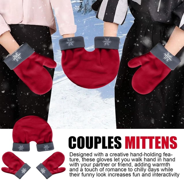 Guantes para parejas para un momento romántico de toma de la mano | Manoplas cálidas de doble capa de forro polar grueso