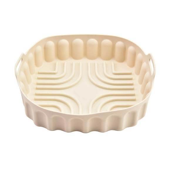 Acahhotxx Fashion Baking Tray, Air Silicone Baking Tray Square Air Basket Foldable Baking Tray for Air Oven Accessories - Off White - L