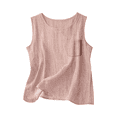 thumbnail image 1 of YAZHPA Hauts en Lin pour Femmes, Débardeurs en Coton et Lin pour Femmes, Chemises d'Été Sans Manches Décontractées à Col Rond, Rose 2TG, 1 of 3
